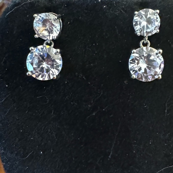 3 Carat Round Diamond, Simulated, Drop, Bridal, Wedding, Engagement Earrings - Picture 4 of 7